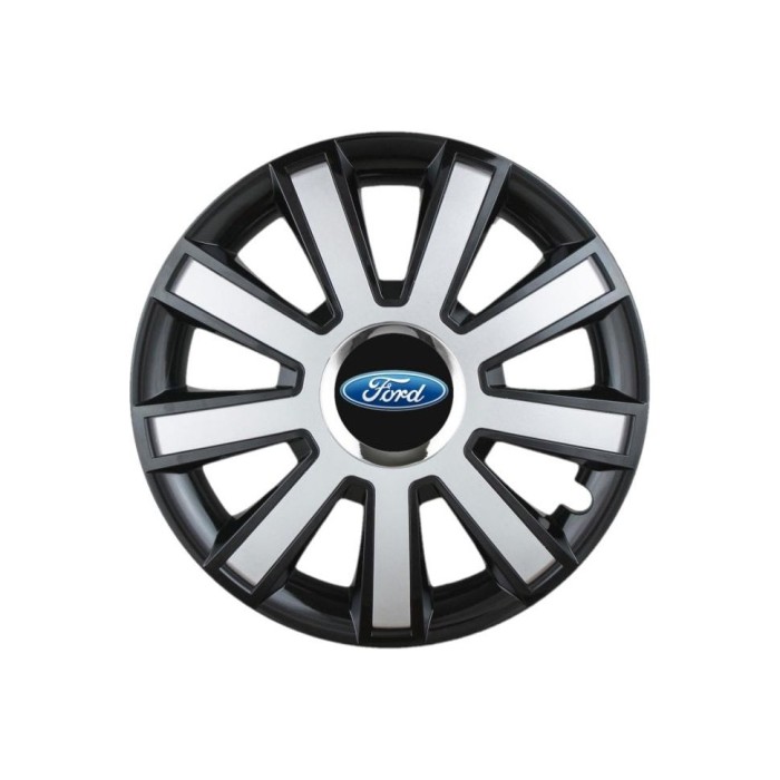 Set 4 capace roti Flash Gri-Negru R16 pentru gama auto Ford