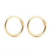 Cercei din Aur 14K pentru Copii si Adulti &ndash; Hoop 1.3 mm, diametru 11 mm, inchidere cu Tija Articulata