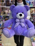 Urs mare de plus mov cu papion 60cm