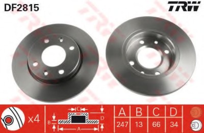 Disc frana PEUGEOT 306 (7B, N3, N5) (1993 - 2003) TRW DF2815 foto