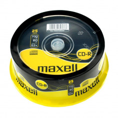 Set 25 CD-R Inscriptibil Maxell cu Suport, Capacitate 700 Mb, Viteza 52x, Maxell Set CD-uri, Maxell CD Inscriptibil, CD-R Inscriptibil 52x700 Mb, Set