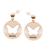 Papilio - Cercei personalizati din argint 925 placat aur roz cu tija si banut cu fluturas decupat