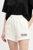 Abercrombie &amp; Fitch pantaloni scurti femei, culoarea bej, cu imprimeu, high waist, KI186-5045
