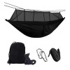 Hamac Turistic Nylon cu Plasa Tantari, 260x140cm, Negru, Sarcina 200kg, Portabil, Gradina/Camping, Include Sac Depozitare