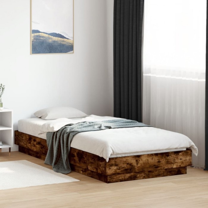 vidaXL Cadru pat fără saltea stejar fumuriu 100x200 cm lemn prelucrat 839599