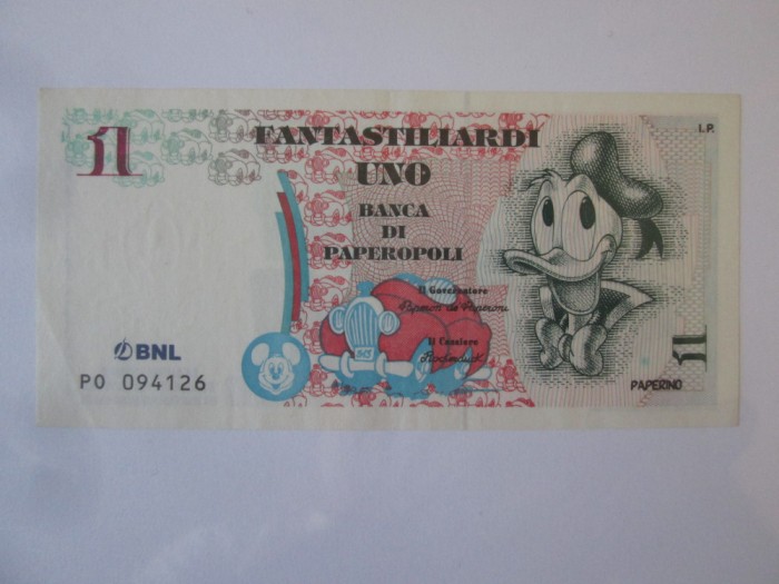 Rară! Italia 1 Miliard 1997 colecție Banca de H&acirc;rtie Disney-Rățoiul Donald