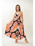 Cumpara ieftin ROCHIE LUNGA DIN BUMBAC CU BUZUNARE SI BRETELE SUBTIRI BUTTERFLIES TALIE UNICA Multicolora