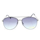 Ochelari de soare aviator cu rama metalica argintie si lentile degrade gri