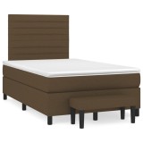 Cumpara ieftin Pat box spring cu saltea, maro inchis, 120x200 cm, textil