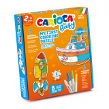 Cumpara ieftin Set Puzzle Transports Carioca Baby, 6 Carduri, 8 Carioci Super Lavabile, Multicolor, Carioci Super Lavabile, Puzzle, Puzzle Carioca, Carioci Puzzle, S