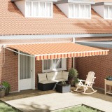 vidaXL Marchiză manuală retractabilă galbenă și portocalie 450x300 cm