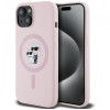 Husa MagSafe pentru Apple iPhone 15, Karl Lagerfeld, Silicone Karl &amp; Choupette, Roz