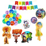 Set De 37 piese Intors pe Dos, Figurine Inside Out 91cm, 86 cm, 74 cm, Baloane Folie Aluminiu 45 cm, Baloane latex 30 cm, stegulete decorative Happy B, ANTADESIM