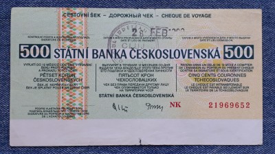 500 Korun Cehoslovacia / Czechoslovakia / Travelers Cheque - incasat in Cluj foto