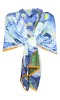 Esarfa tip sal pictata multicolor, Dacali, bleu, Marime universala