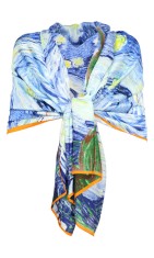 Esarfa tip sal pictata multicolor, Dacali, bleu