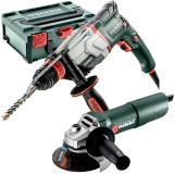 Metabo UHE 2660-2 QUICK + W 750-125 - Rotopercutor SDS-Plus 800 W 2.8 J mandrina interschimbabila valiza speciala + Polizor unghiular cu fir 750 W 125