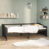VidaXL Pat de zi cu 3 locuri, gri &icirc;nchis, 90x200 cm, lemn masiv pin 322168