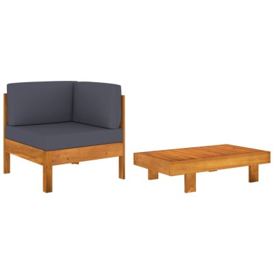 Gossi set mobilier gradina perne gri inchis, 2 piese, lemn acacia foto