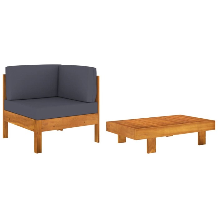 Gossi set mobilier gradina perne gri inchis, 2 piese, lemn acacia