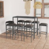 Set mobilier bar de gradina cu perne, 9 piese, gri, poliratan GartenMobel Dekor, vidaXL