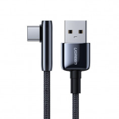 Cablu Unghi Ugreen Cu Mufă USB Laterală - USB Type C 5 A Quick Charge 3.0 AFC FCP 0,5 M Negru (70431 US313)