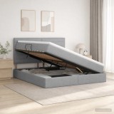 Cumpara ieftin Pat cu LED si saltea Gri deschis 180 x 200 cm Tesatura