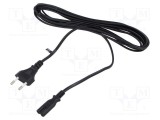 Cablu 2x0,75mm2 CEE 7/16 cu mufă IEC C7 mamă PVC 1,8m negru POS