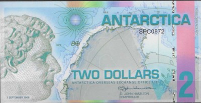 !!! ANTARCTICA - 2 DOLARI 2008 - UNC / POLIMER / CA CEA DIN SCAN foto