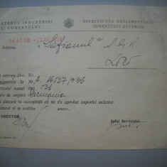 HOPCT DOCUMENT VECHI 314 MINISTERUL INDUSTRIEI COMERT EXTERIOR /BUCURESTI 1936