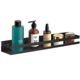 Raft de baie cu 2 sisteme instalare pe perete, aluminiu, 50x10x6cm, negru Household NewTrend