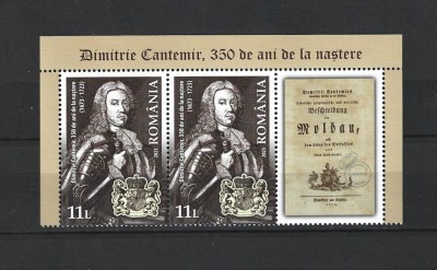 ROMANIA 2023 - DIMITRIE CANTEMIR, 2 VALORI+VINIETA, MNH - LP 2400 foto