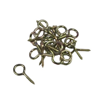 Set 1000 carlige cu filet pentru lemn, metal, galben, ER100 KOD98, inel &amp;Oslash; exterior 9 mm, lungime totala 19 mm foto