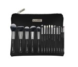 Set 15 Pensule Machiaj Luxorise Silver, Borseta Inclusa, Eyeliner, Fard Pleoape, Contur, Blush, Pudra, Fond Ten