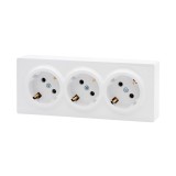 Priză triplă Schuko aplicată 16A alb Leto - LEZARD