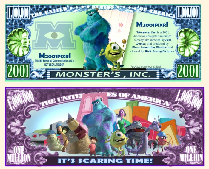 SUA = FANTASY NOTE (TJ6) = DESENE ANIMATE : MONSTER&#039;S INC. BY PIXAR - 2014 - UNC