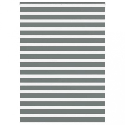 vidaXL Jaluzea tip zebra gri &amp;icirc;nchis lățime țesătură 150,9 cm poliester foto