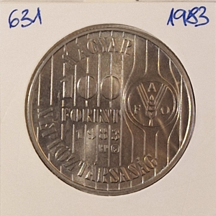 Hungary, Ungaria, 100 Forint FAO, 1983, KM#631, comemorativa