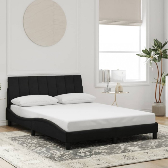 vidaXL Cadru de pat fără saltea, negru, 140x190 cm, catifea 3207845