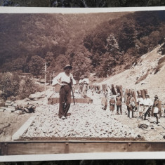 Carte postala,lucrari terasamente calea ferata,cca 1910,necirculata, fotografica