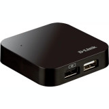 Cumpara ieftin HUB extern D-LINK conectare prin USB 2.0 alimentare retea 220 V negru DUB-H4