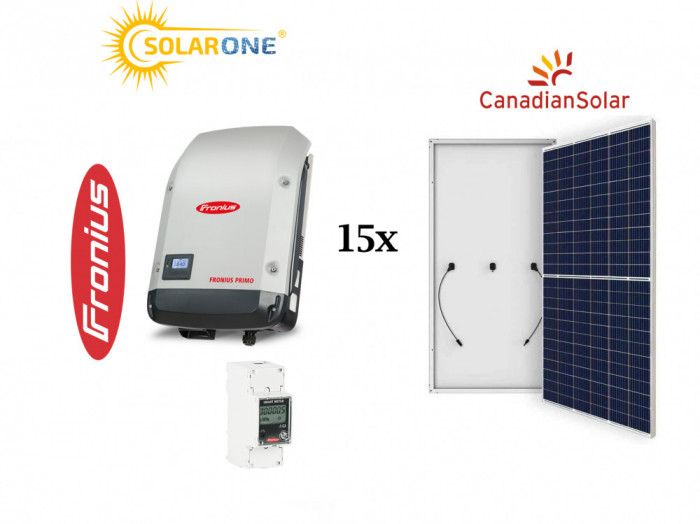 Kit sistem fotovoltaic 8.2 kW monofazat, invertor Fronius si 15 panouri Canadian Solar 550W