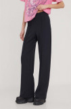 Abercrombie &amp; Fitch pantaloni femei, culoarea negru, lat, high waist