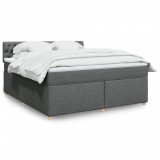 Gossi pat box spring cu saltea, gri inchis, 180x200 cm, textil