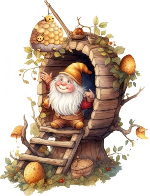 Sticker decorativ, Gnom Fericit, Multicolor, 78 cm, 1247STK-5 foto