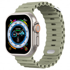 Curea silicon TU&amp;YA&reg; Premium, pentru Apple Watch 8/7/6/5/4/3, Display 49/45/44/42 mm, Kaki