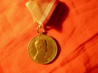 Medalie Austro Ungaria Carol I ,1916 , bronz . verso Fortitudini- pt curaj , ww1 foto