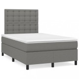 Gossi pat cu arcuri, saltea si led, gri inchis, 120x190 cm, textil