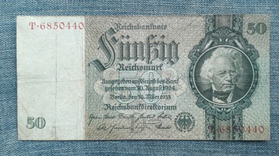 50 ReichsMark 1933 Germania / mark marci seria 6850440 foto
