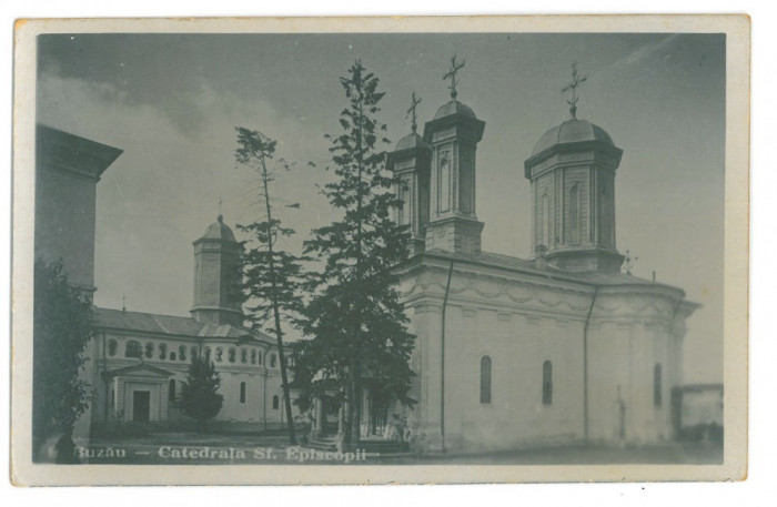 2601 - BUZAU, Cathedral, Romania - old postcard, real PHOTO - unused